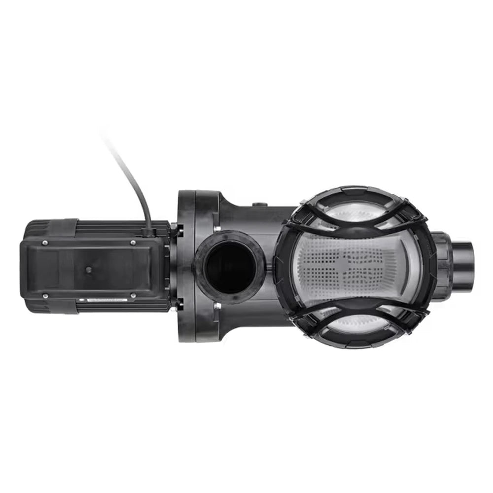 Top-down view of the Astral XP Series pool pump showing strainer basket, inlet and motor