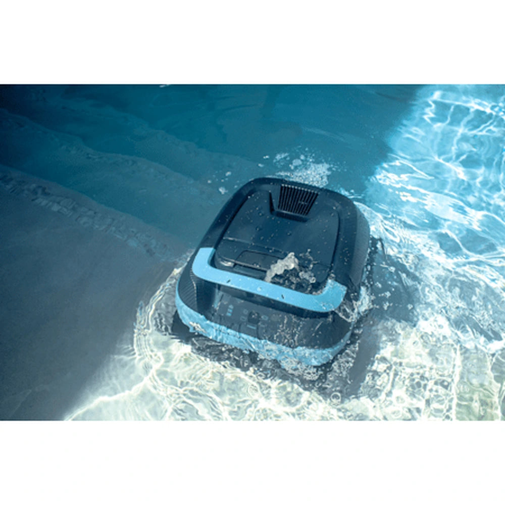 Dolphin Eon 120d robotic pool cleaner cleaning a shallow sun ledge and steps
