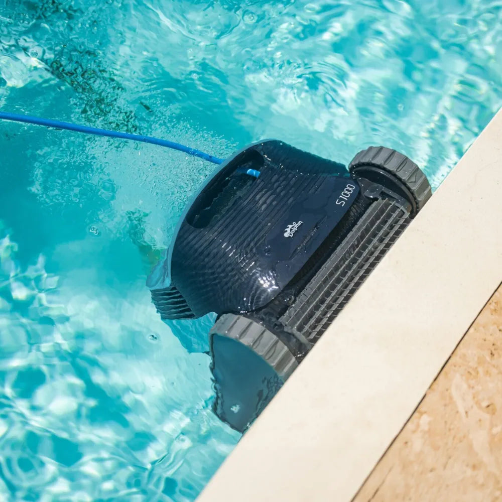 MaytronicsDolphinS1000roboticpoolcleanercleaningpoolfloorwallsandsteps10