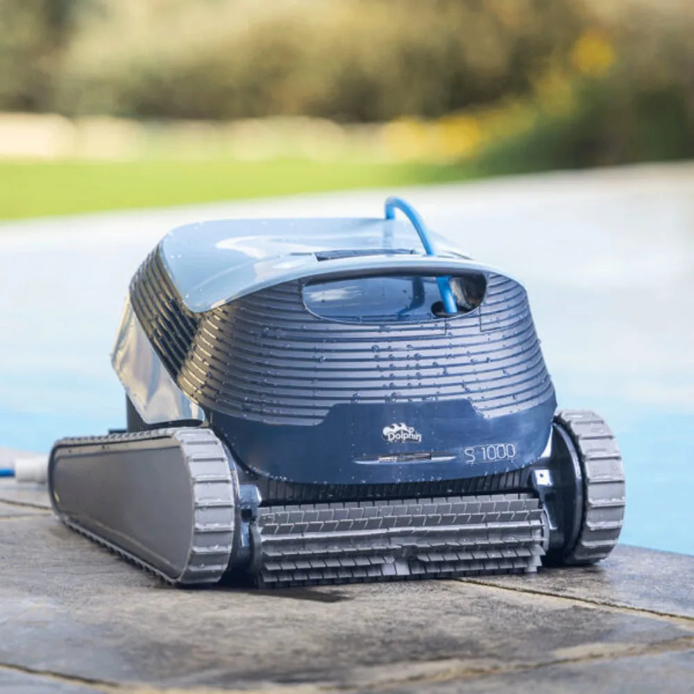 MaytronicsDolphinS1000roboticpoolcleanercleaningpoolfloorwallsandsteps6