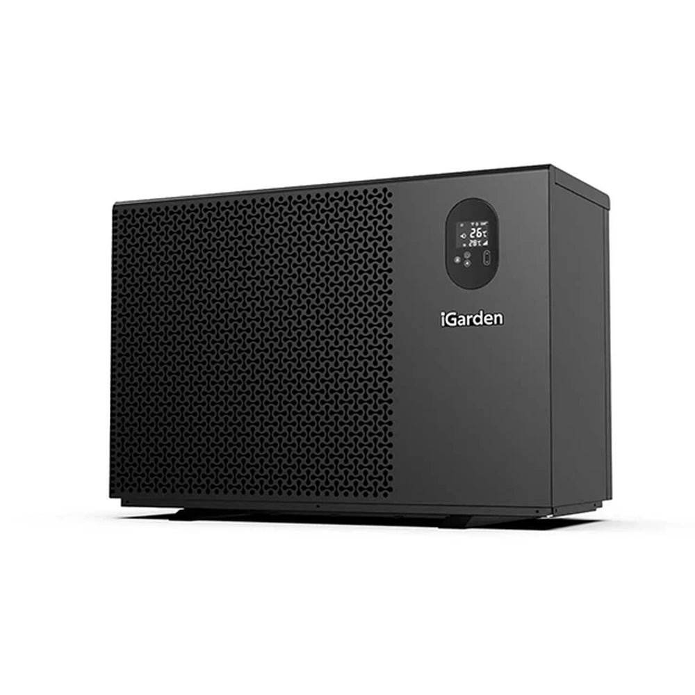 iGarden IG17 full-inverter pool heat pump, angled view showing control panel
