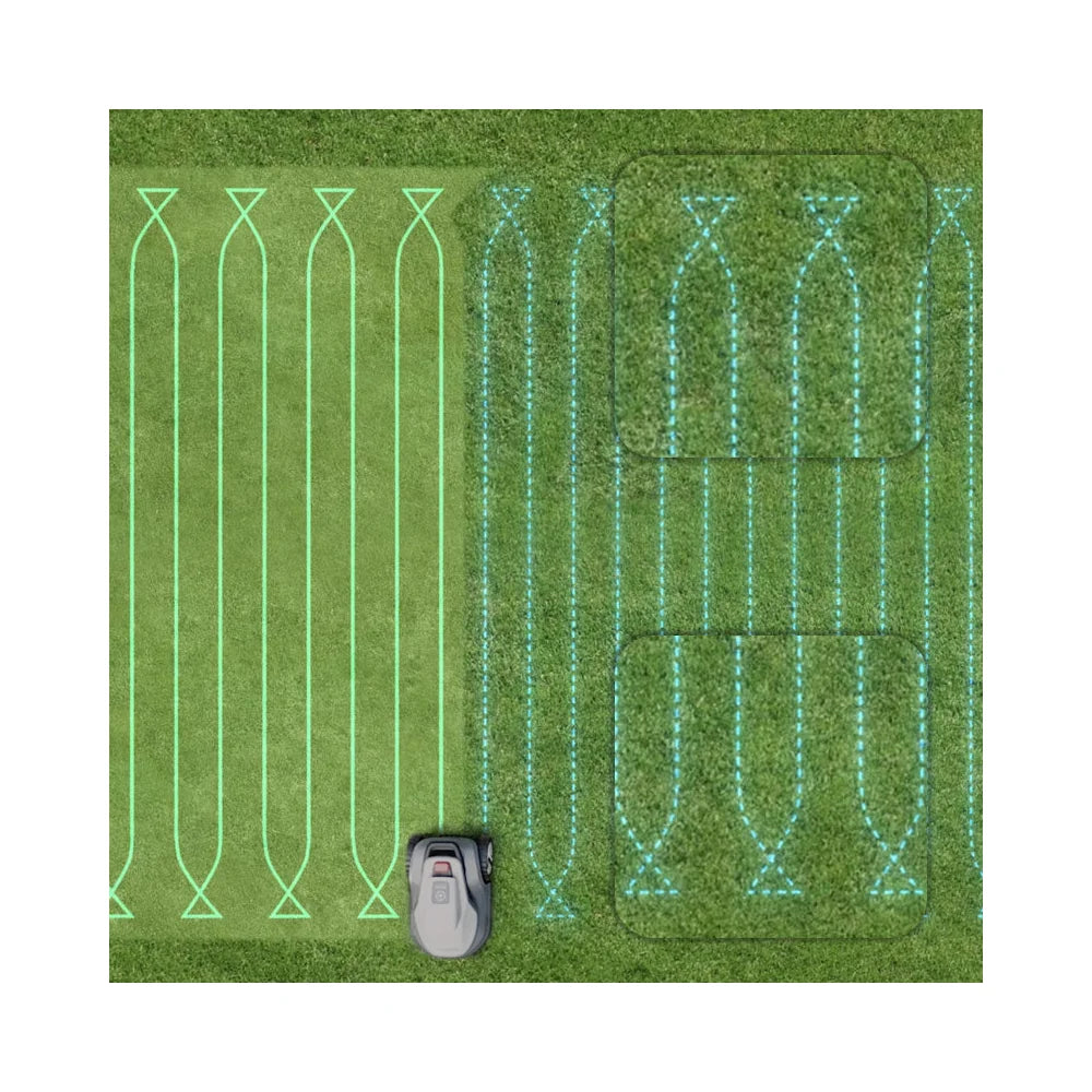 terramow-v1000-mowing-path TerraMow V1000 triple-camera AI robotic lawn mower on white background