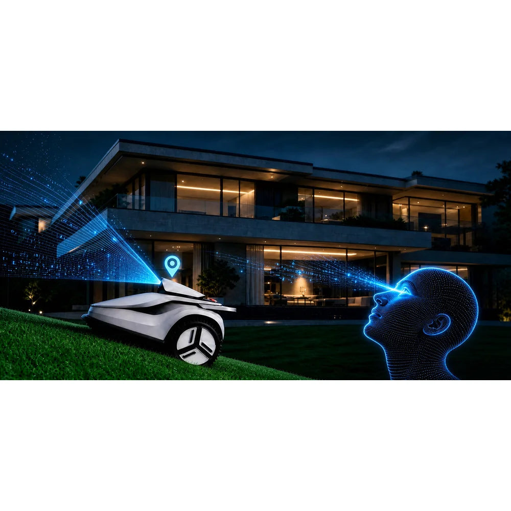 terramow-v600-biomimetic-neural-vision TerraMow V600 triple-camera AI robotic lawn mower