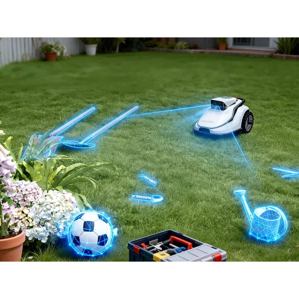 terramow-v600-obstacle-avoidance-garden TerraMow V600 triple-camera AI robotic lawn mower
