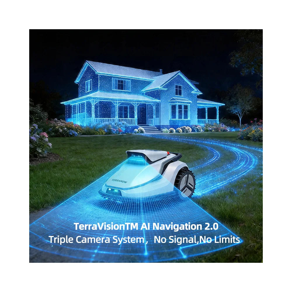 terramow-v600-rear-on-lawn TerraMow V600 triple-camera AI robotic lawn mower